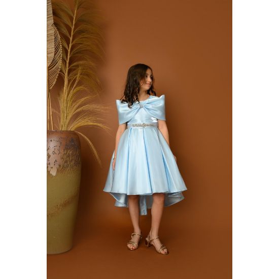 صورة فستان سهرة بناتي مع فيونكة لبس على الكتف - M3481